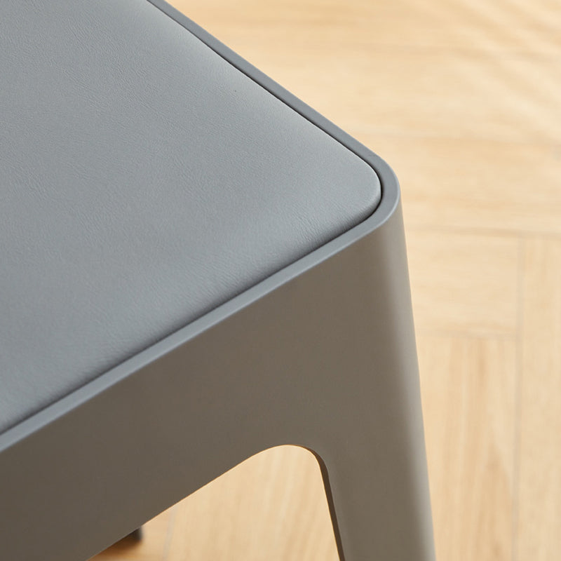 Contemporary Nordic Geometry Square Artificial Leather Plastic Stackable Chair Non-Slip Legs For Bedroom