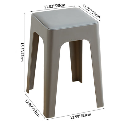 Contemporary Nordic Geometry Square Artificial Leather Plastic Stackable Chair Non-Slip Legs For Bedroom