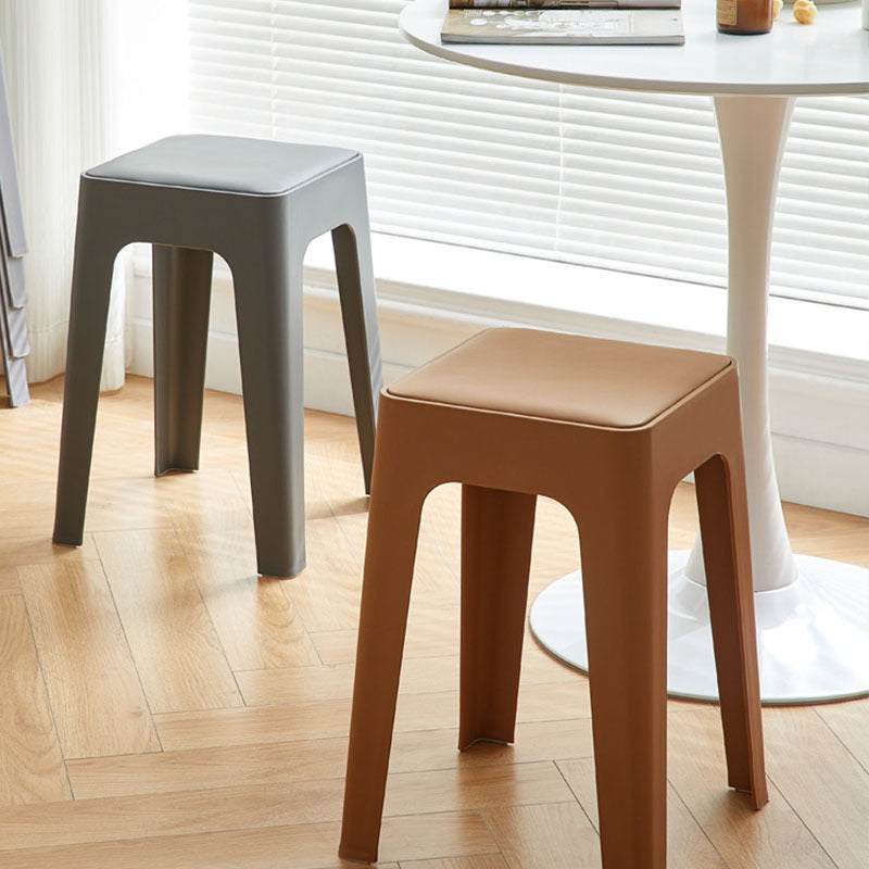 Contemporary Nordic Geometry Square Artificial Leather Plastic Stackable Chair Non-Slip Legs For Bedroom