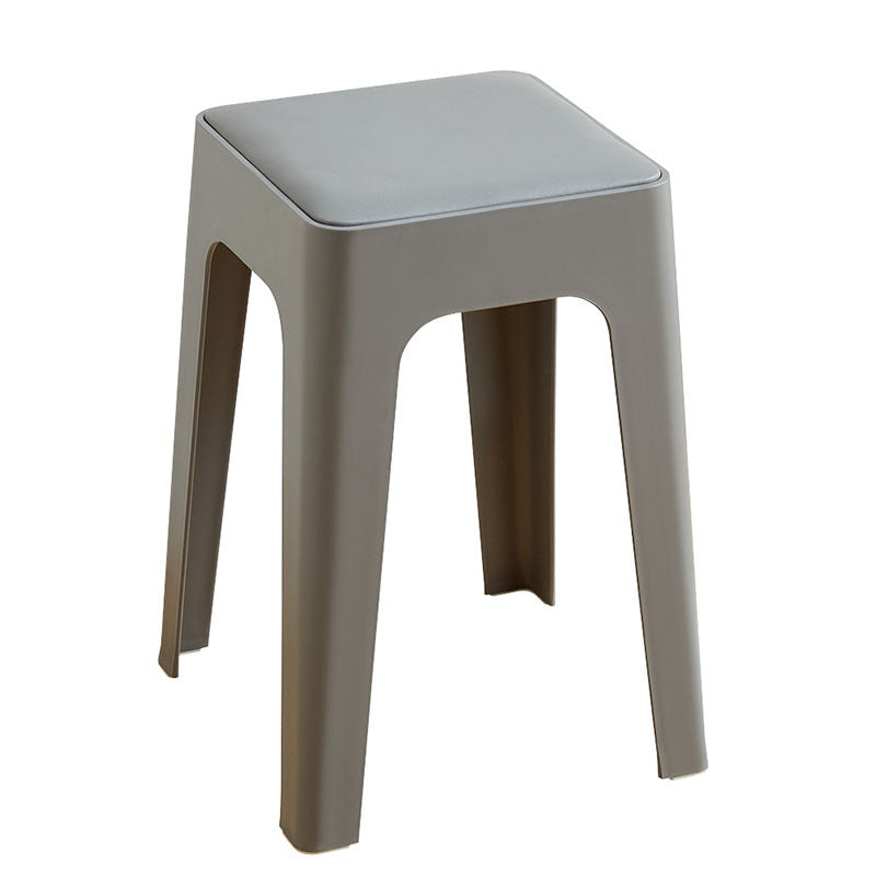 Contemporary Nordic Geometry Square Artificial Leather Plastic Stackable Chair Non-Slip Legs For Bedroom