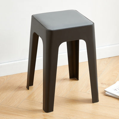 Contemporary Nordic Geometry Square Artificial Leather Plastic Stackable Chair Non-Slip Legs For Bedroom