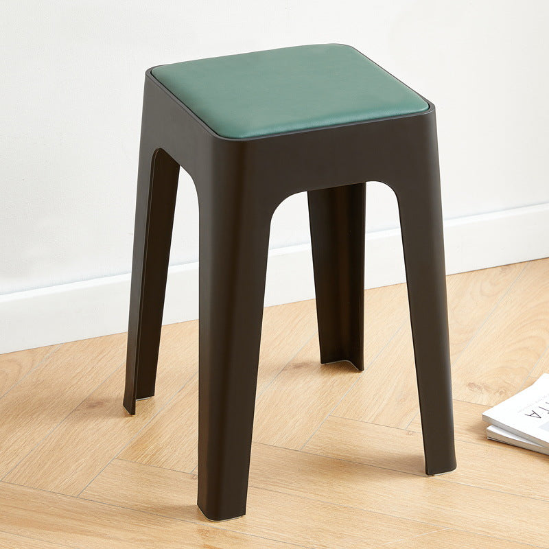 Contemporary Nordic Geometry Square Artificial Leather Plastic Stackable Chair Non-Slip Legs For Bedroom