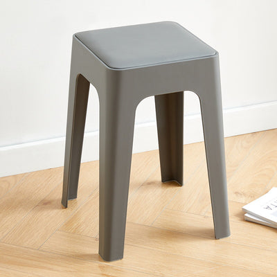 Contemporary Nordic Geometry Square Artificial Leather Plastic Stackable Chair Non-Slip Legs For Bedroom