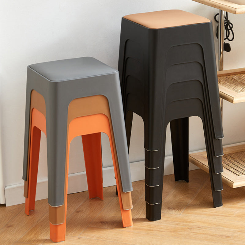 Contemporary Nordic Geometry Square Artificial Leather Plastic Stackable Chair Non-Slip Legs For Bedroom