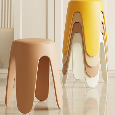 Contemporary Scandinavian Round Leather Upholstered Plastic Stackable Chair For Bedroom
