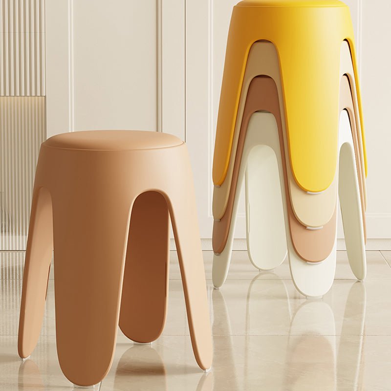 Contemporary Scandinavian Round Leather Upholstered Plastic Stackable Chair For Bedroom