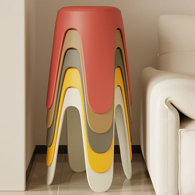 Contemporary Scandinavian Round Leather Upholstered Plastic Stackable Chair For Bedroom