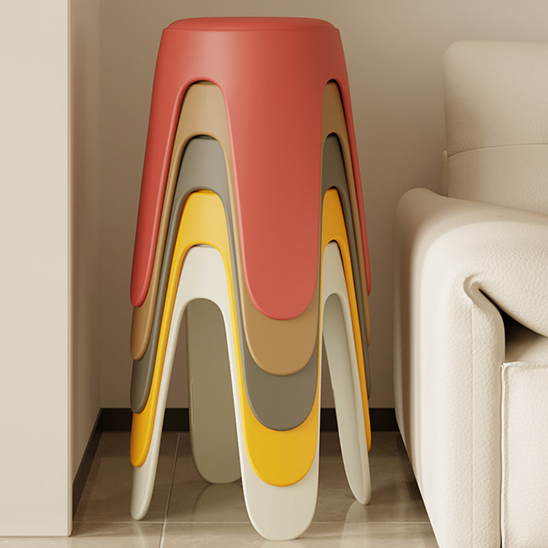 Contemporary Scandinavian Round Leather Upholstered Plastic Stackable Chair For Bedroom
