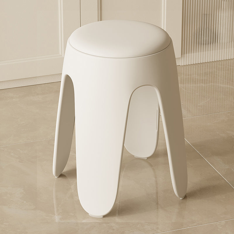 Contemporary Scandinavian Round Leather Upholstered Plastic Stackable Chair For Bedroom