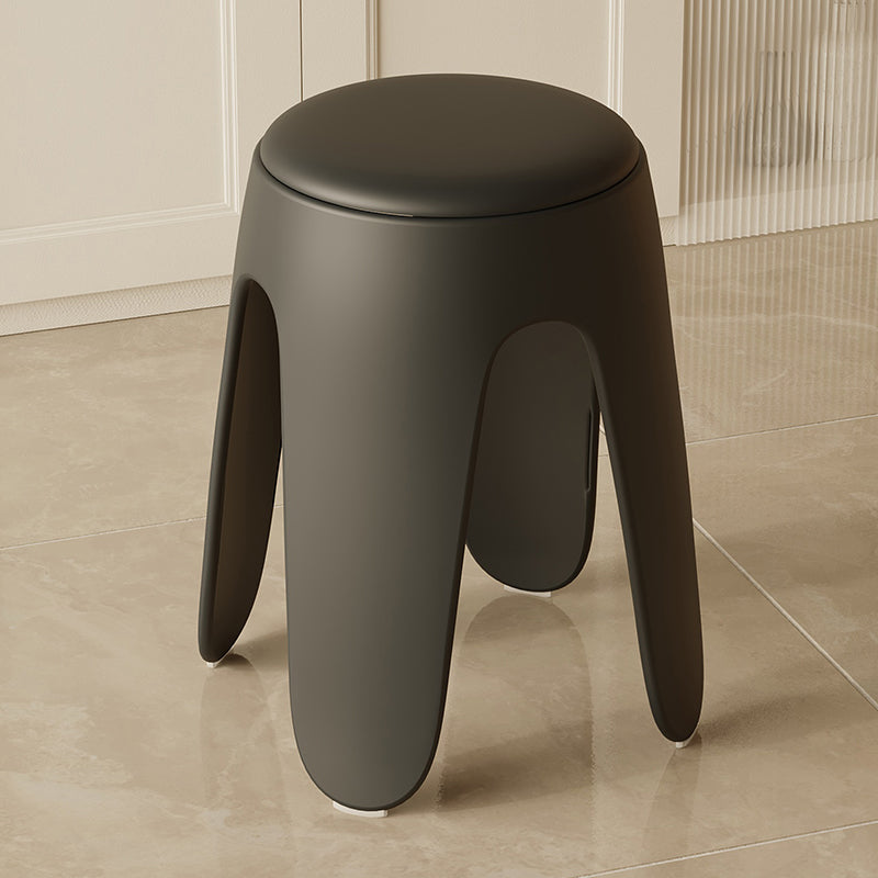 Contemporary Scandinavian Round Leather Upholstered Plastic Stackable Chair For Bedroom