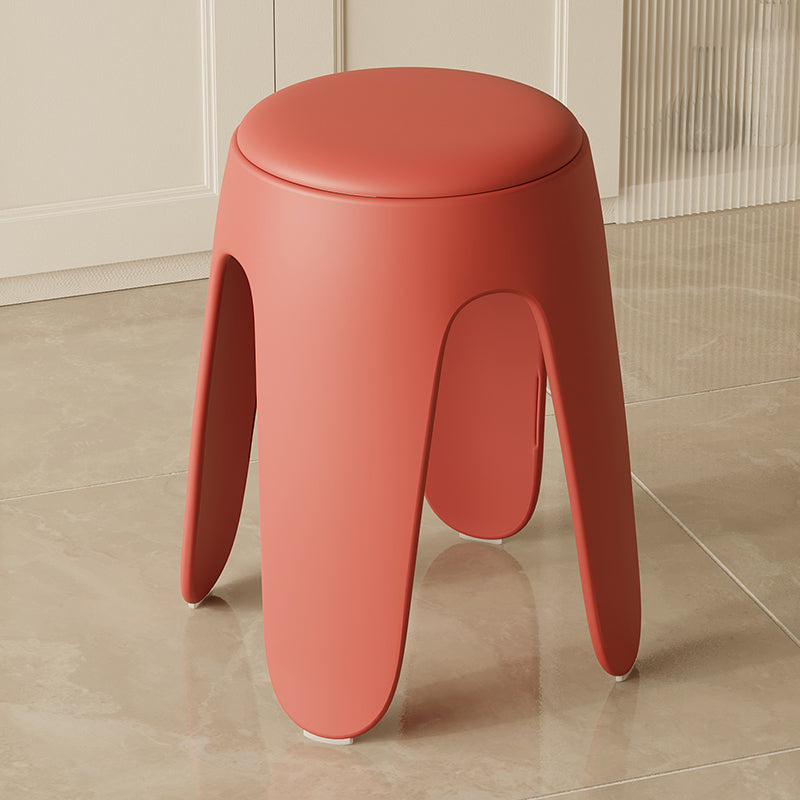 Contemporary Scandinavian Round Leather Upholstered Plastic Stackable Chair For Bedroom