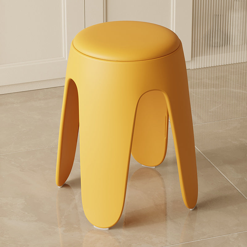 Contemporary Scandinavian Round Leather Upholstered Plastic Stackable Chair For Bedroom