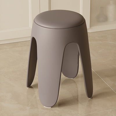 Contemporary Scandinavian Round Leather Upholstered Plastic Stackable Chair For Bedroom