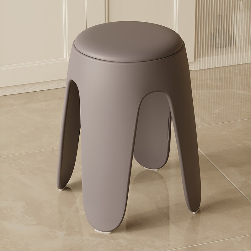 Contemporary Scandinavian Round Leather Upholstered Plastic Stackable Chair For Bedroom