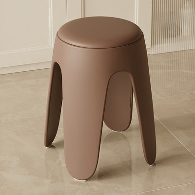 Contemporary Scandinavian Round Leather Upholstered Plastic Stackable Chair For Bedroom