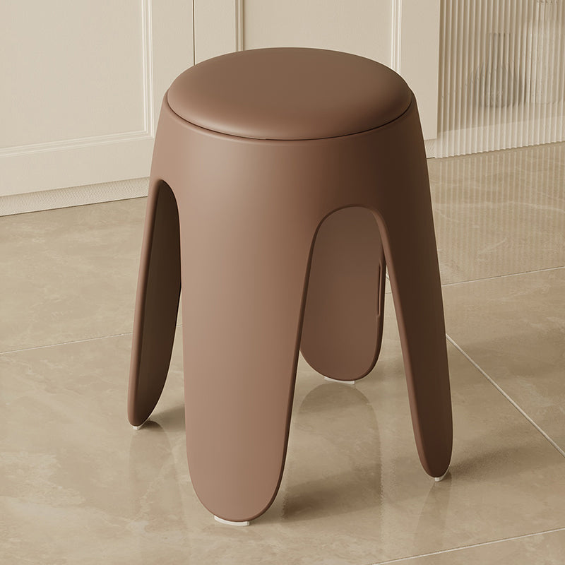 Contemporary Scandinavian Round Leather Upholstered Plastic Stackable Chair For Bedroom