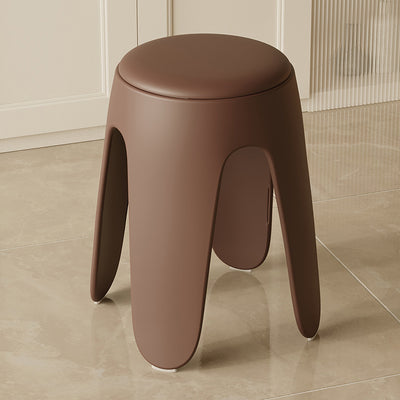 Contemporary Scandinavian Round Leather Upholstered Plastic Stackable Chair For Bedroom