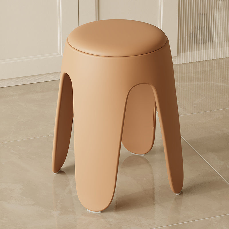 Contemporary Scandinavian Round Leather Upholstered Plastic Stackable Chair For Bedroom