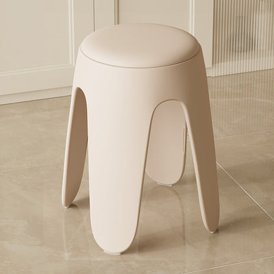 Contemporary Scandinavian Round Leather Upholstered Plastic Stackable Chair For Bedroom