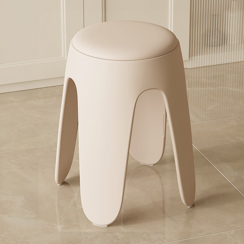 Contemporary Scandinavian Round Leather Upholstered Plastic Stackable Chair For Bedroom