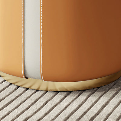 Contemporary Luxury Round Leather Metal Vanity Stool For Bedroom