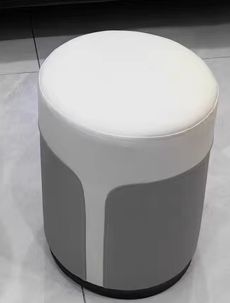 Contemporary Luxury Round Leather Metal Vanity Stool For Bedroom