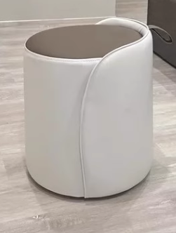 Contemporary Luxury Round Leather Metal Vanity Stool For Bedroom