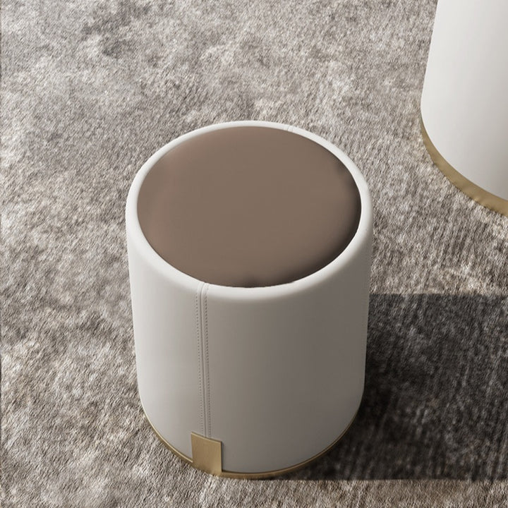 寝室用 モダンラグジュアリー 円形 PUレザー張り ステンレススチール ドレッサースツール 