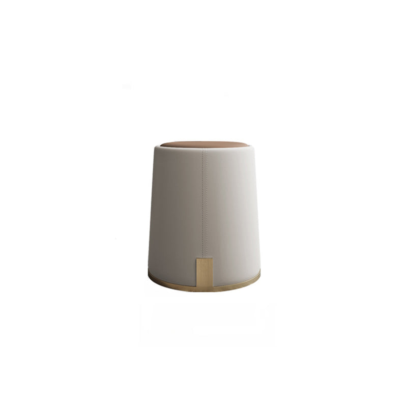 Contemporary Luxury Round PU Leather Upholstered Metal Vanity Stool For Bedroom