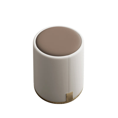 Contemporary Luxury Round PU Leather Upholstered Metal Vanity Stool For Bedroom
