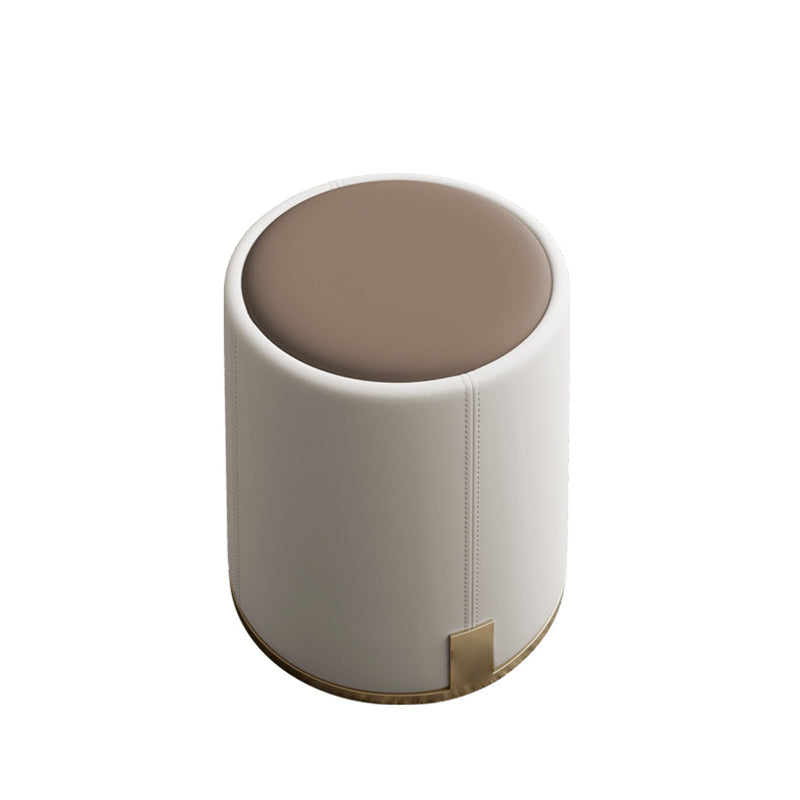 Contemporary Luxury Round PU Leather Upholstered Metal Vanity Stool For Bedroom
