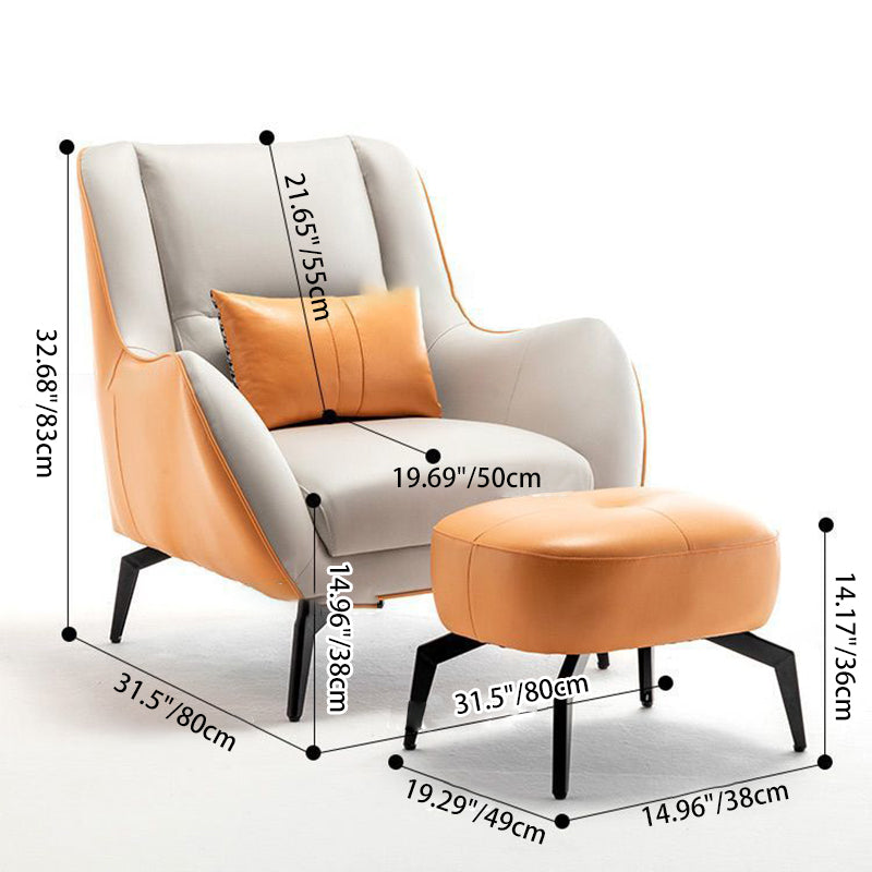 Contemporary Scandinavian Square Fabric Upholstered Accent Chair Backrest Armrest For Living Room