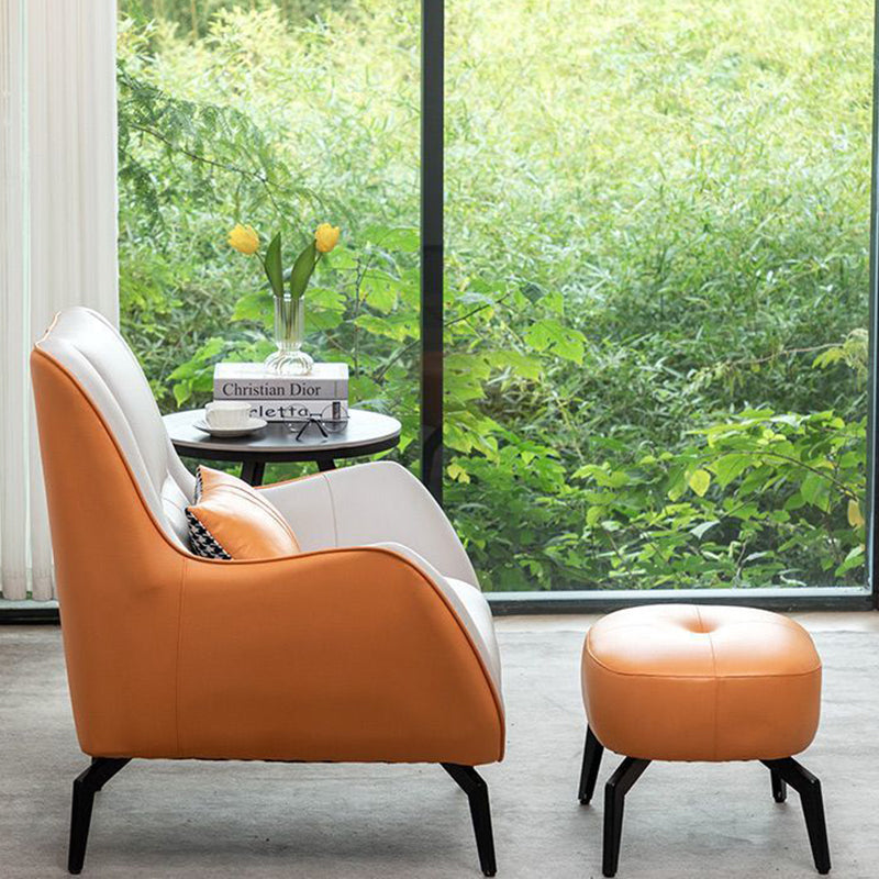 Contemporary Scandinavian Square Fabric Upholstered Accent Chair Backrest Armrest For Living Room