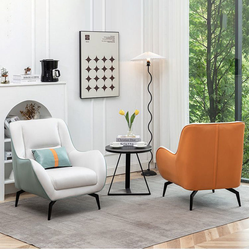 Contemporary Scandinavian Square Fabric Upholstered Accent Chair Backrest Armrest For Living Room