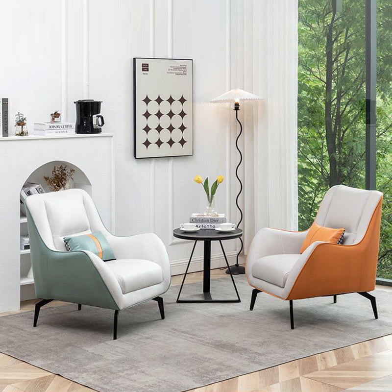 Contemporary Scandinavian Square Fabric Upholstered Accent Chair Backrest Armrest For Living Room
