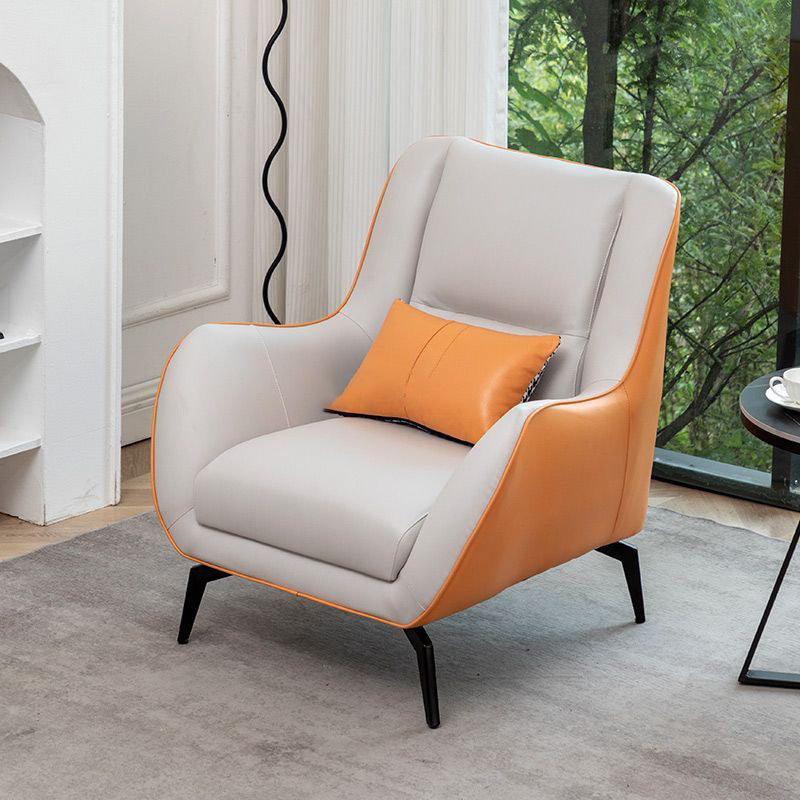 Contemporary Scandinavian Square Fabric Upholstered Accent Chair Backrest Armrest For Living Room