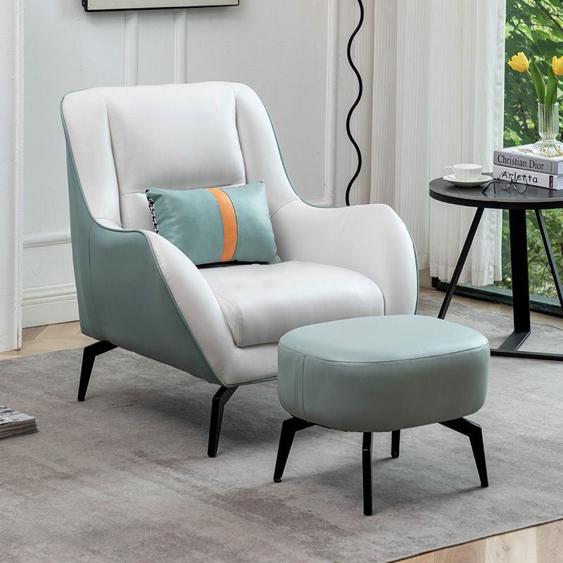 Contemporary Scandinavian Square Fabric Upholstered Accent Chair Backrest Armrest For Living Room