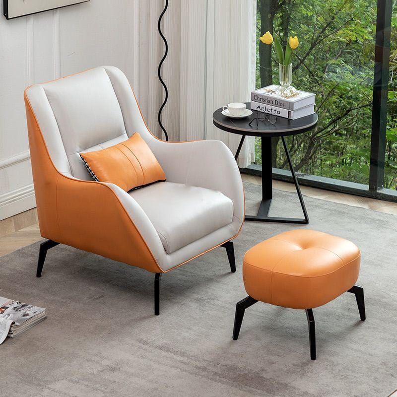 Contemporary Scandinavian Square Fabric Upholstered Accent Chair Backrest Armrest For Living Room