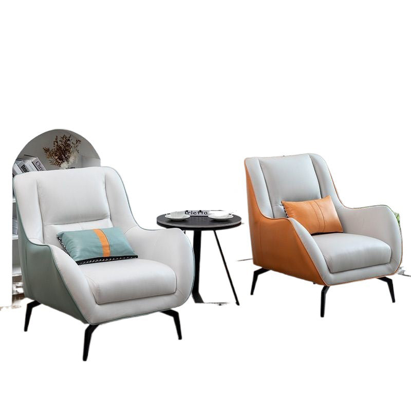 Contemporary Scandinavian Square Fabric Upholstered Accent Chair Backrest Armrest For Living Room