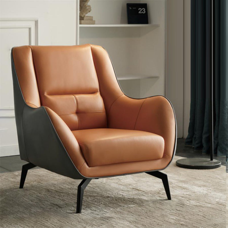 Contemporary Scandinavian Square Fabric Upholstered Accent Chair Backrest Armrest For Living Room