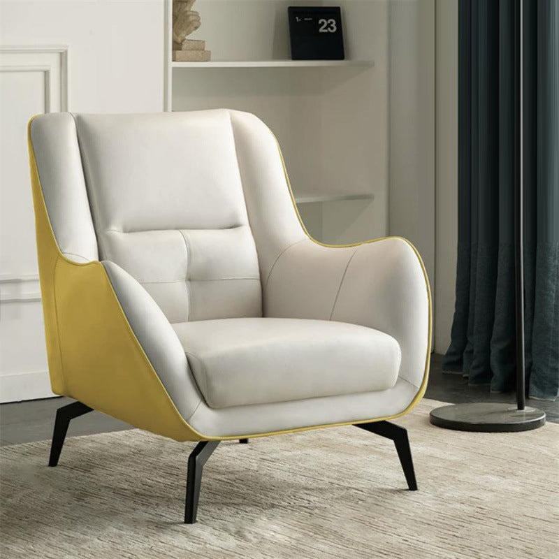 Silla de acento contemporánea escandinava cuadrada, tapizada en tela sintética, de acero al carbono, con respaldo y reposabrazos, para sala de estar 
