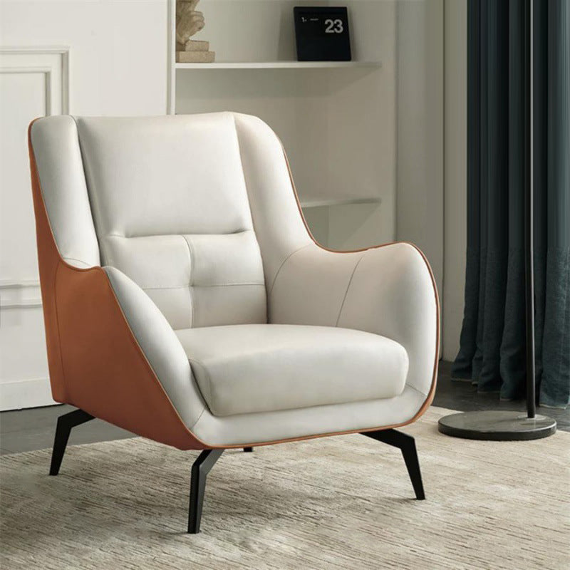 Silla de acento contemporánea escandinava cuadrada, tapizada en tela sintética, de acero al carbono, con respaldo y reposabrazos, para sala de estar 