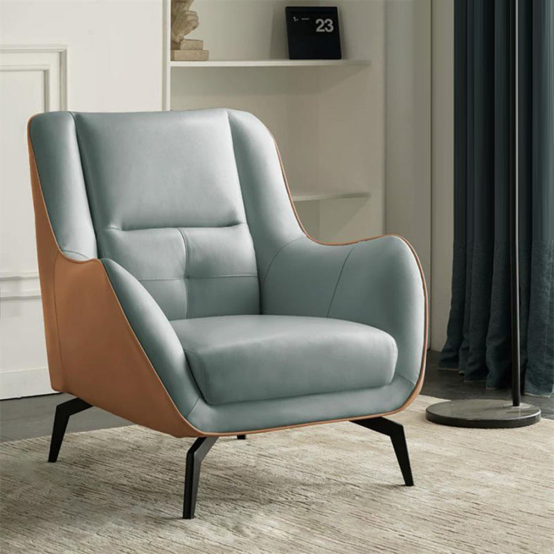 Contemporary Scandinavian Square Fabric Upholstered Accent Chair Backrest Armrest For Living Room