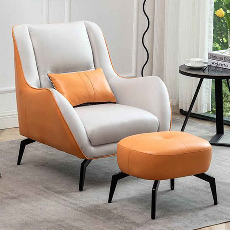 Contemporary Scandinavian Square Fabric Upholstered Accent Chair Backrest Armrest For Living Room