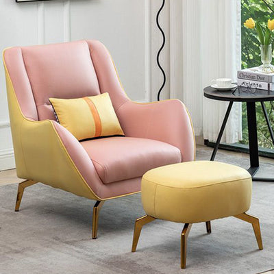 Contemporary Scandinavian Square Fabric Upholstered Accent Chair Backrest Armrest For Living Room