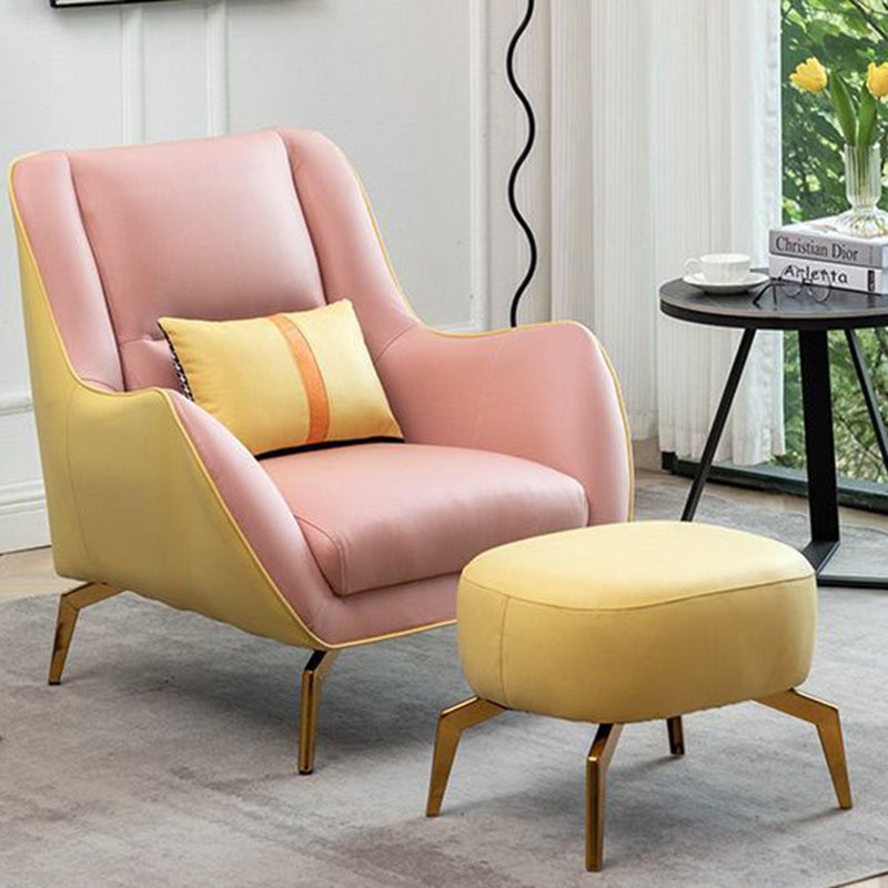 Contemporary Scandinavian Square Fabric Upholstered Accent Chair Backrest Armrest For Living Room