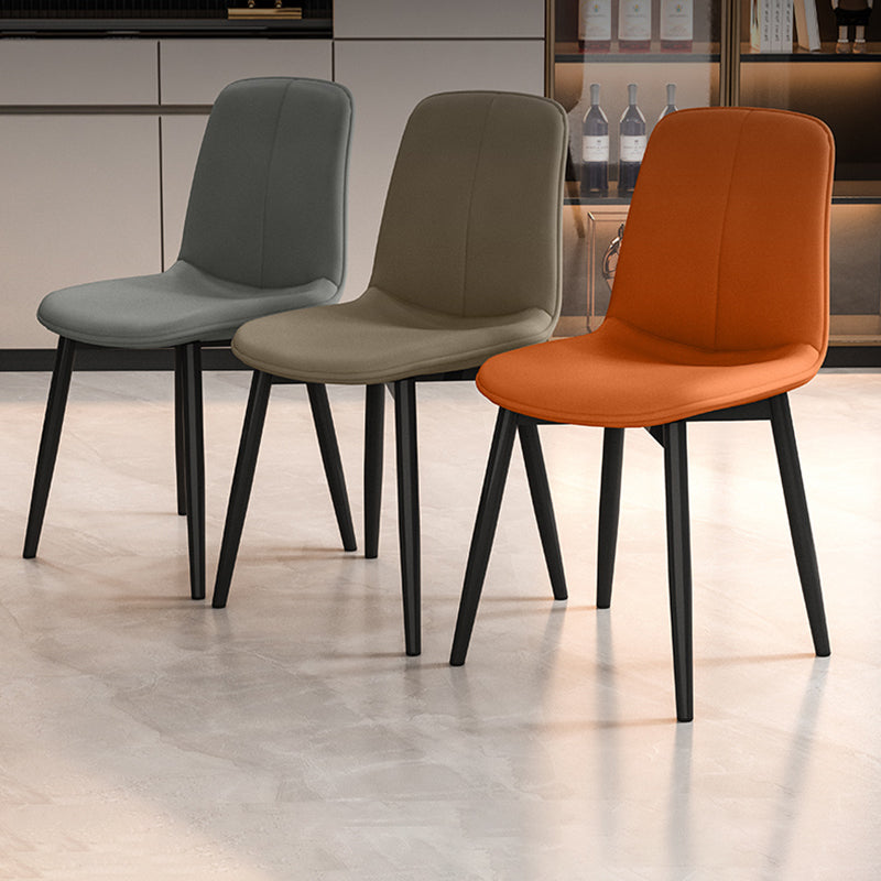 Contemporary Nordic Square Leather Metal Dining Chair Backrest For Dining Room