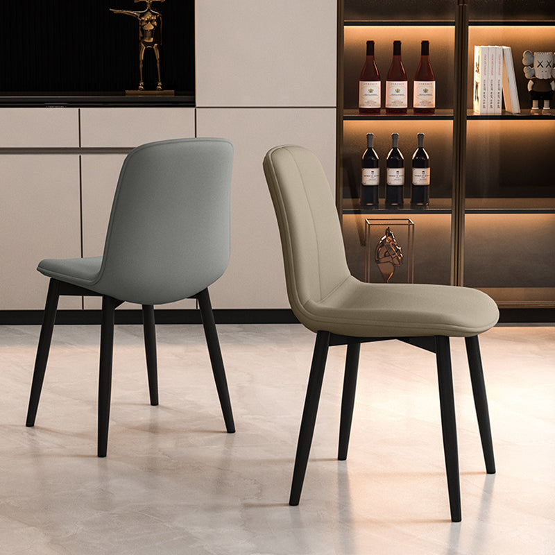 Contemporary Nordic Square Leather Metal Dining Chair Backrest For Dining Room