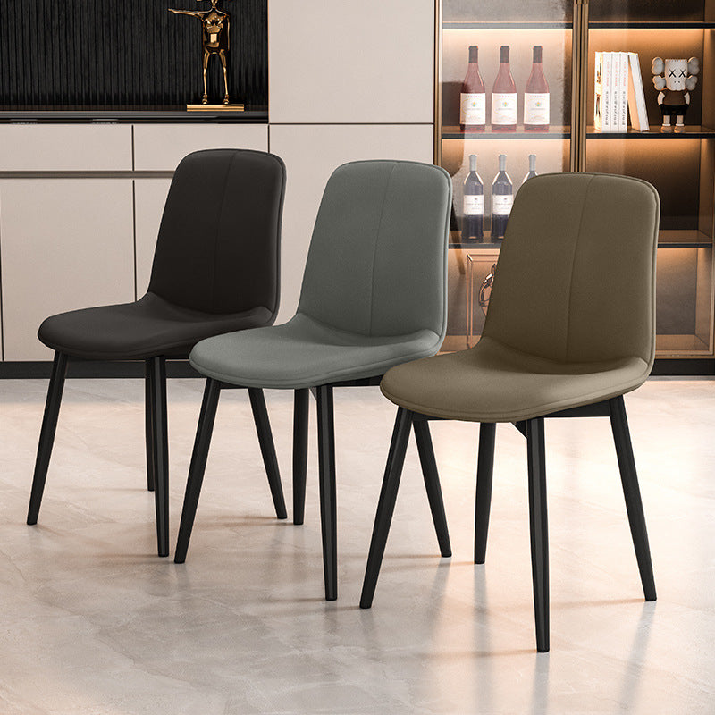 Contemporary Nordic Square Leather Metal Dining Chair Backrest For Dining Room
