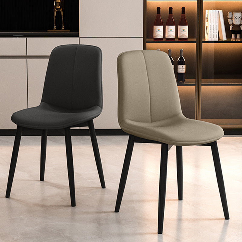 Contemporary Nordic Square Leather Metal Dining Chair Backrest For Dining Room